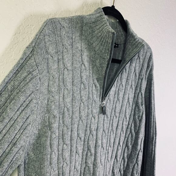 DANIELE BLASI NWT Sweater XL Italian Wool Cable Knit Quarter Zip‎ Mock Neck - Picture 7 of 11